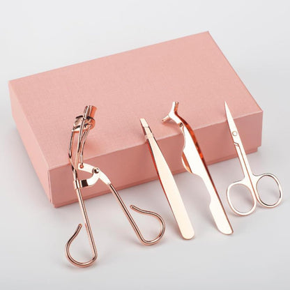 Four Piece Set of Eyelash Tools Eyelash Curlers Eyelash Applicator Tool False Eyelashes Applicator Eyebrow Curler Eyebrow Clip