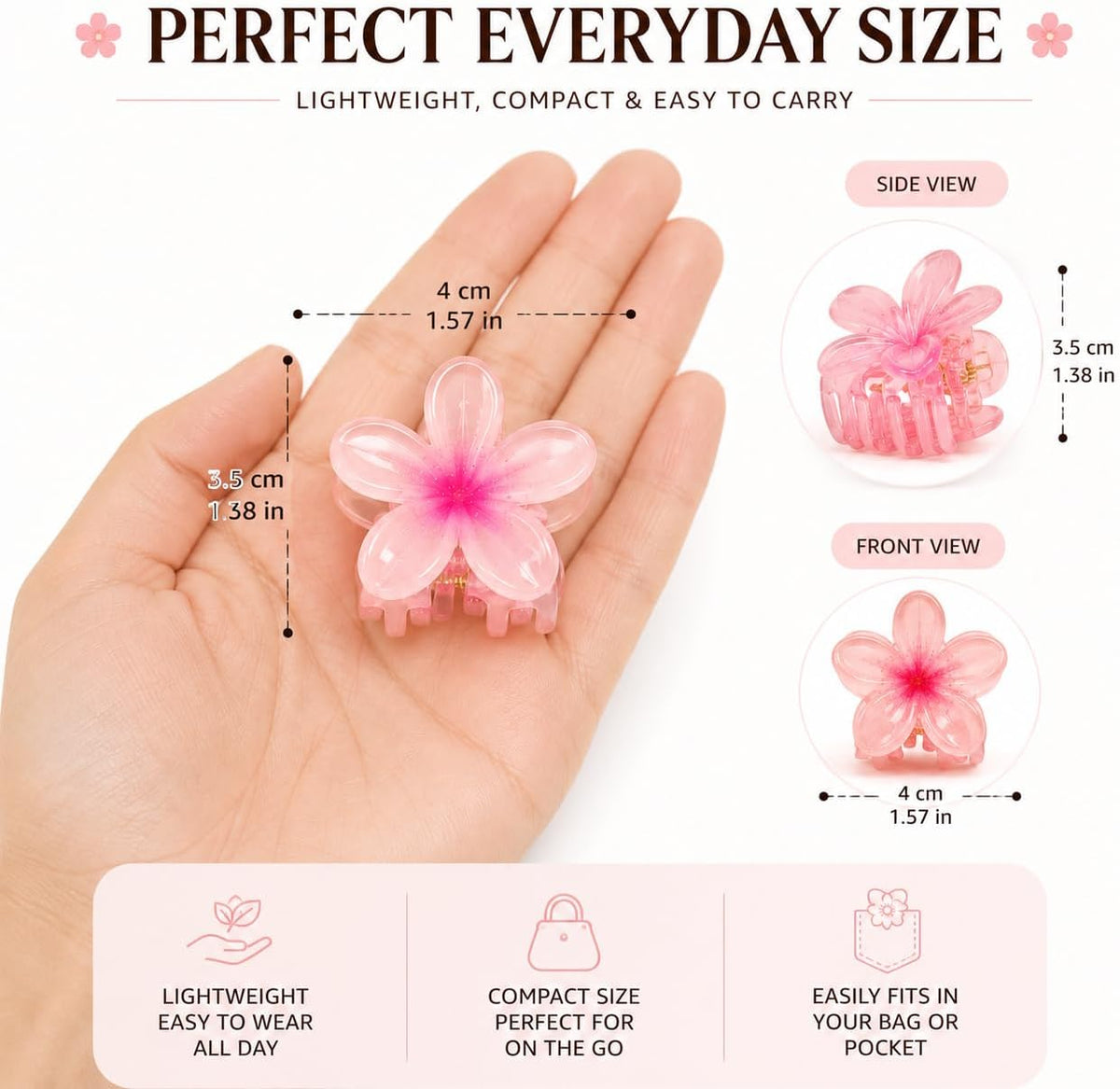 Flower Hair Claw Clips for Women & Girls, 6 Piece Set