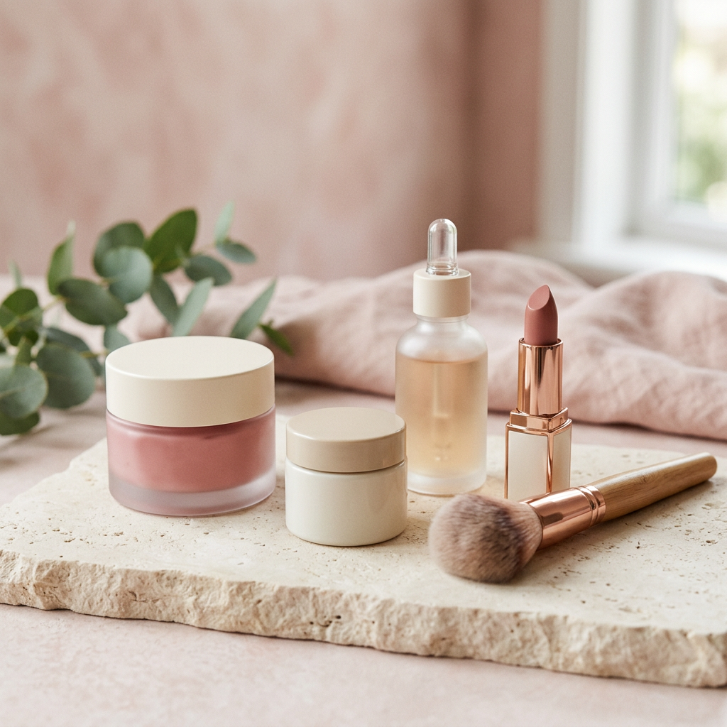 Elegant makeup and skincare image
