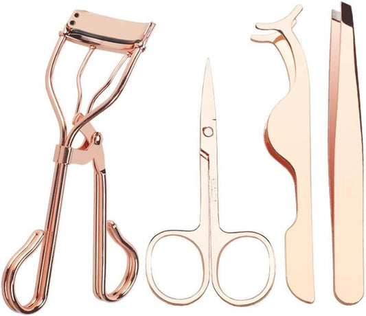 Four Piece Set of Eyelash Tools Eyelash Curlers Eyelash Applicator Tool False Eyelashes Applicator Eyebrow Curler Eyebrow Clip
